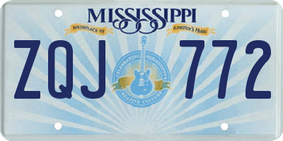 MS license plate ZQJ772