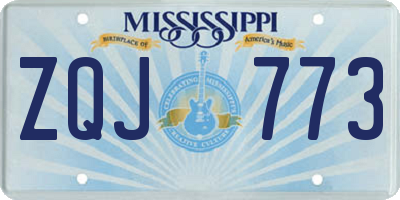 MS license plate ZQJ773