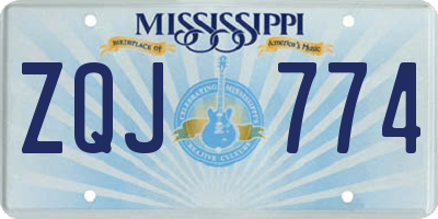 MS license plate ZQJ774