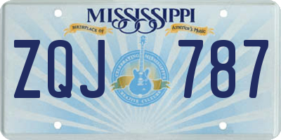 MS license plate ZQJ787