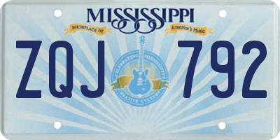 MS license plate ZQJ792