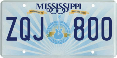 MS license plate ZQJ800
