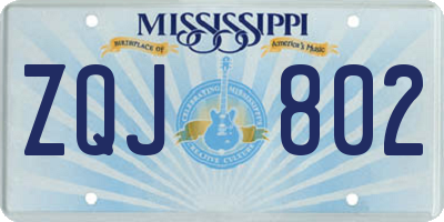 MS license plate ZQJ802