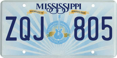 MS license plate ZQJ805