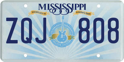 MS license plate ZQJ808