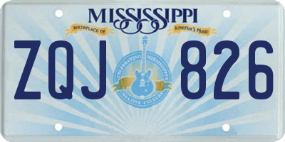 MS license plate ZQJ826