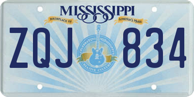 MS license plate ZQJ834