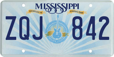 MS license plate ZQJ842