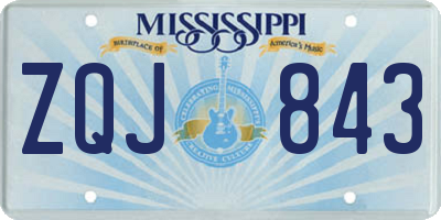 MS license plate ZQJ843