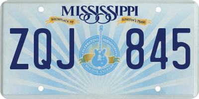 MS license plate ZQJ845