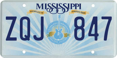 MS license plate ZQJ847
