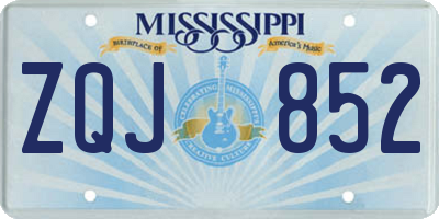 MS license plate ZQJ852