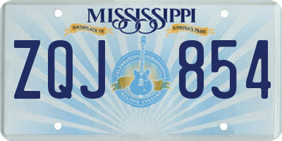 MS license plate ZQJ854