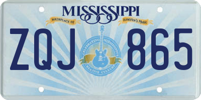 MS license plate ZQJ865