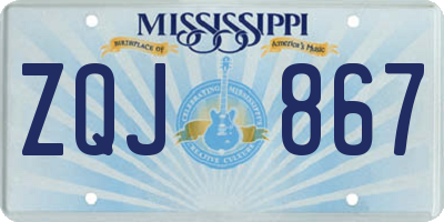 MS license plate ZQJ867