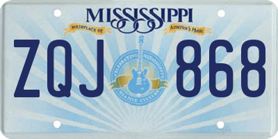 MS license plate ZQJ868