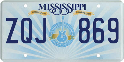 MS license plate ZQJ869