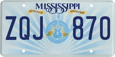 MS license plate ZQJ870
