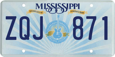 MS license plate ZQJ871