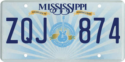 MS license plate ZQJ874