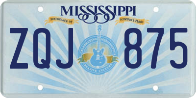 MS license plate ZQJ875