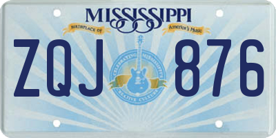MS license plate ZQJ876