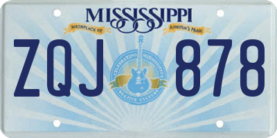 MS license plate ZQJ878
