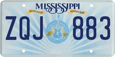 MS license plate ZQJ883
