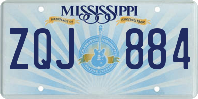MS license plate ZQJ884
