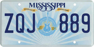 MS license plate ZQJ889