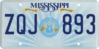 MS license plate ZQJ893