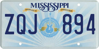 MS license plate ZQJ894