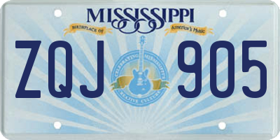 MS license plate ZQJ905