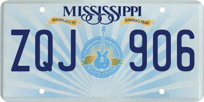MS license plate ZQJ906