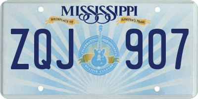 MS license plate ZQJ907