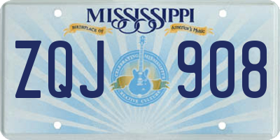 MS license plate ZQJ908