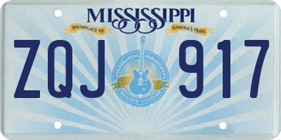 MS license plate ZQJ917