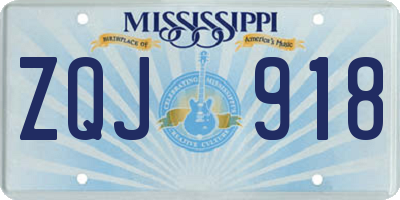 MS license plate ZQJ918