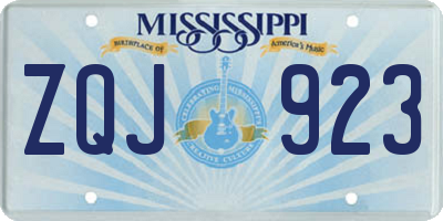MS license plate ZQJ923