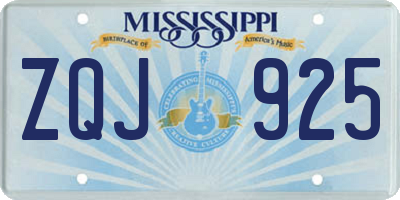 MS license plate ZQJ925
