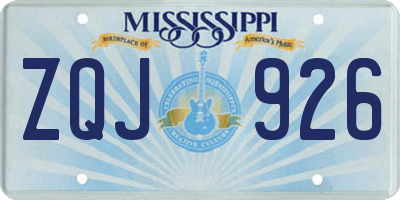 MS license plate ZQJ926