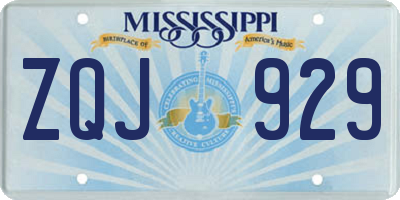 MS license plate ZQJ929