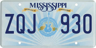MS license plate ZQJ930