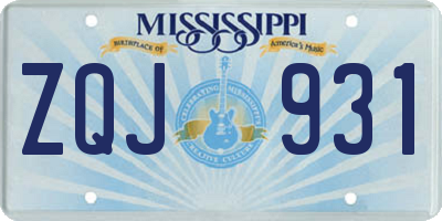 MS license plate ZQJ931