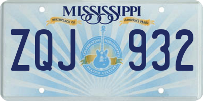 MS license plate ZQJ932