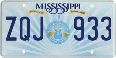 MS license plate ZQJ933