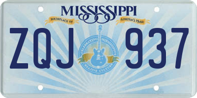 MS license plate ZQJ937
