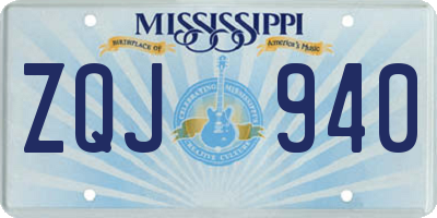 MS license plate ZQJ940