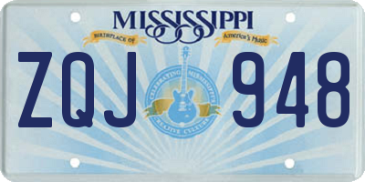 MS license plate ZQJ948
