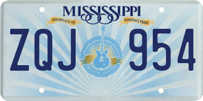 MS license plate ZQJ954